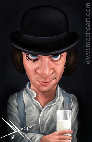 Cartoon: Malcolm-McDowell (medium) by Mecho tagged malcolm,mcdowell,clockwork,orange