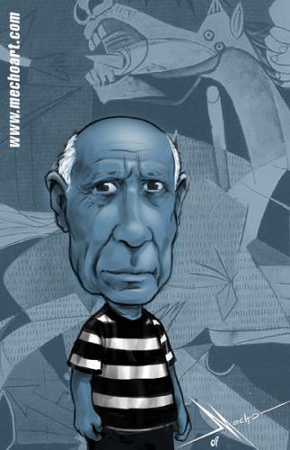 Cartoon: Pablo Picasso (medium) by Mecho tagged caricature,caricatura,caricaturas,caricatures