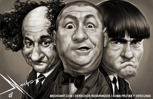 Cartoon: The Three Stooges (medium) by Mecho tagged los,tres,chiflados,the,three,stooges,caricatures,caricature,tv