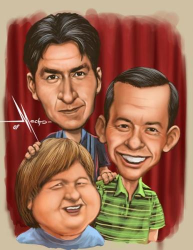 Cartoon: two and a half men (medium) by Mecho tagged caricature,caricaturas,caricatures,caricatura,cartoons