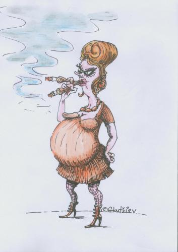 Cartoon: double smoke (medium) by ivo tagged wau