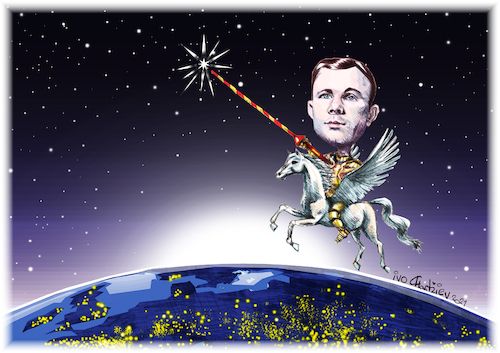 Cartoon: jurij-gagarin (medium) by ivo tagged wow