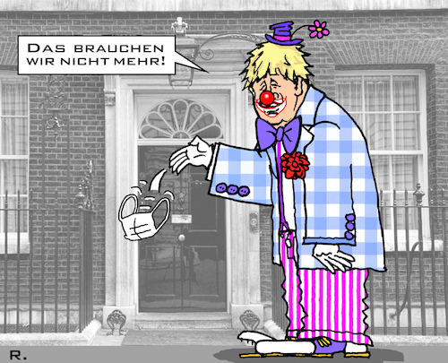 Cartoon: Die Masken fallen - teilweise (medium) by RachelGold tagged uk,england,london,premier,johnson,party,gate,corona,covid,restriktionen,aufgehoben,uk,england,london,premier,johnson,party,gate,corona,covid,restriktionen,aufgehoben