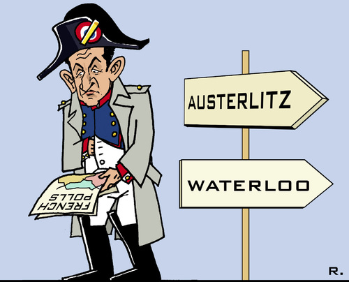 Cartoon: French Polls (medium) by RachelGold tagged france,sarkozy,election,polls,napoleon