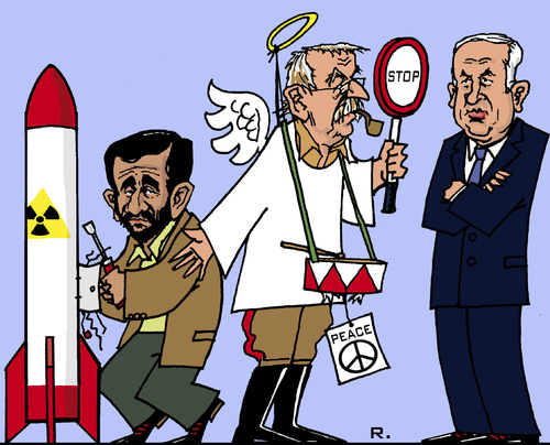 Cartoon: Günther Grass - Maulhelden (medium) by RachelGold tagged günther,grass,ahmadinejad,netanyahu,german,poet,iran,israel