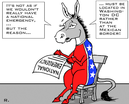 Cartoon: National Emergency (medium) by RachelGold tagged usa,president,trump,government,national,emergency,democrats,contest,supreme,court