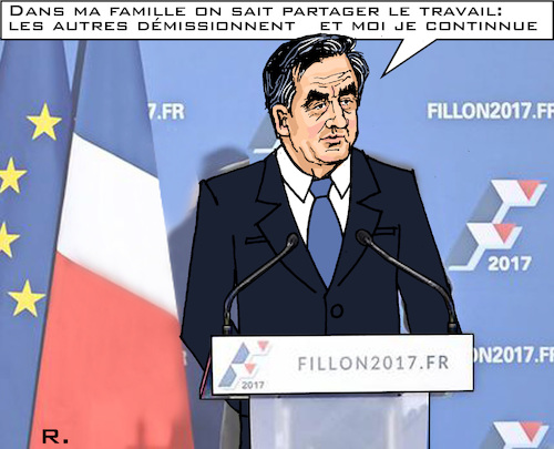 Cartoon: politique un entreprise familial (medium) by RachelGold tagged france,presidential,election,campaign,fillon