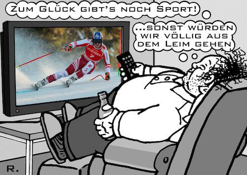 Cartoon: Ski WM 2021 (medium) by RachelGold tagged ski,wm,weltmeisterschaft,sport,veranstaltung,virtuell,tv,volksgesundheit,pandemie,covid19