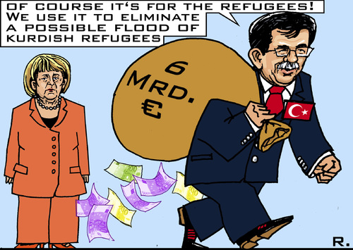 Cartoon: Turkish Problem-Solving (medium) by RachelGold tagged turkey,germany,refugees,eu,crisis
