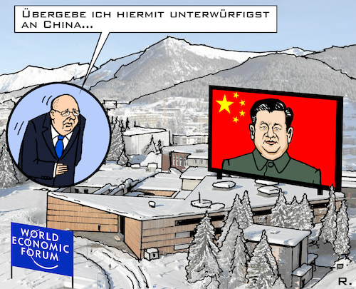 Cartoon: WEF Davos 2021 (medium) by RachelGold tagged wef,weltwirtschaftsforum,weltwirtschaft,davos,treffen,meeting,schweiz,international,china,klaus,schwab,xi,jinping