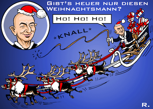 Cartoon: Weihnachtsmann 2021 (medium) by RachelGold tagged amazon,bezos,weihnachtsmann,2021,pandemie,corona,covid19,lockdown,amazon,bezos,weihnachtsmann,2021,pandemie,corona,covid19,lockdown