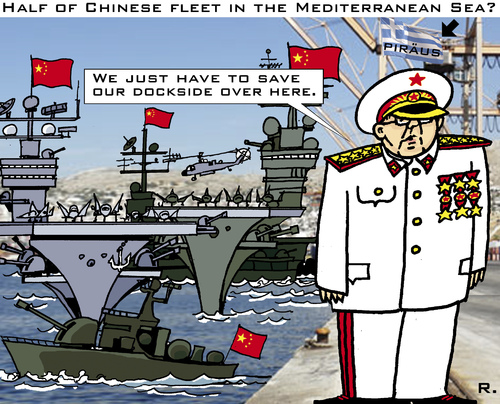 Cartoon: West Chinese Sea (medium) by RachelGold tagged china,military,mediterranean,piraeus,greece