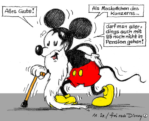 Cartoon: 100 Jahre Disney (medium) by MarkusSzy tagged usa,walt,disne,100,jahre,jubiläum,mickey,mouse,95