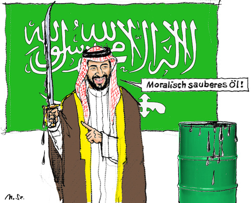 Cartoon: Alternative Energie-Quellen 3 (medium) by MarkusSzy tagged russland,ukraine,krieg,sanktionenenergie,krise,öl,gas,alternative,humanismus,menschenrechte,arabien,bin,salman