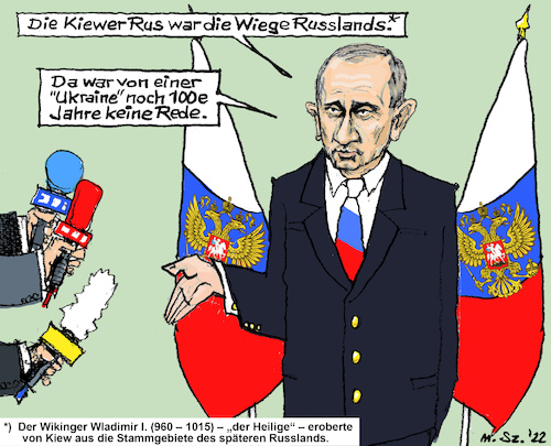 Cartoon: Heiliger Wladimir? (medium) by MarkusSzy tagged russland,ukraine,krieg,geschichte,historie,kiew,rus,wladimir,wolodymyr,wikinger,10,jahrhundert