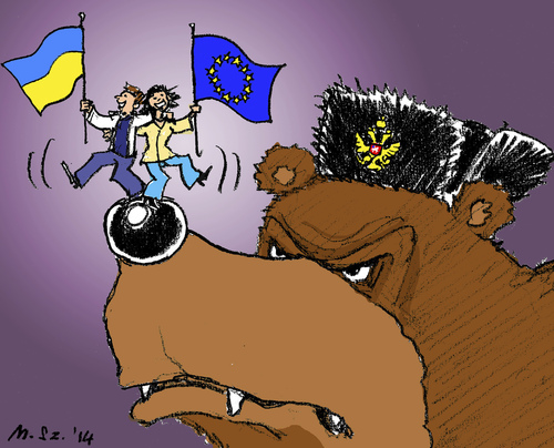 Cartoon: On His Nose (medium) by MarkusSzy tagged bear,europe,russia,ukraine