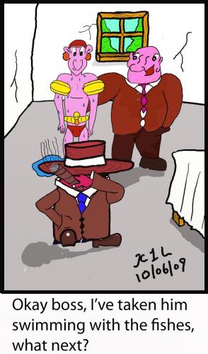 Cartoon: Cannot Get The Staff (medium) by chriswannell tagged mafia,swimming,gag,cartoon