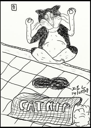 Cartoon: High (medium) by chriswannell tagged cat,catnip,cartoon,gag