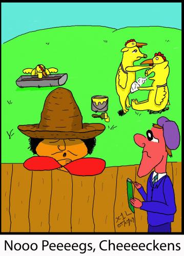 Cartoon: Swine Flu Coverup (medium) by chriswannell tagged pigs,chickens,flu,swine,gag,cartoon