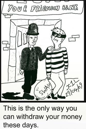 Cartoon: Withdrawal (medium) by chriswannell tagged police,robber,bank,gag,cartoon