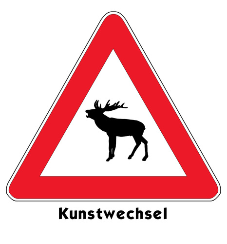 Cartoon: Kunstwechsel (medium) by Thomas Bühler tagged kunst,hirsch,verkehrszeichen