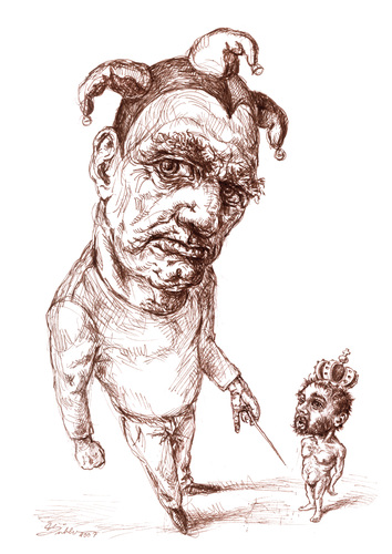 Cartoon: Wer ist der König (medium) by Thomas Bühler tagged kind,könig,king,hirarchie,narr,wachsen,architektur,figur,grafik,illustration