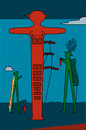 Cartoon: Homage Dalis brennende Giraffe (small) by Thomas Bühler tagged ampelmännchen dali berühmtes gemälde kunst künstler