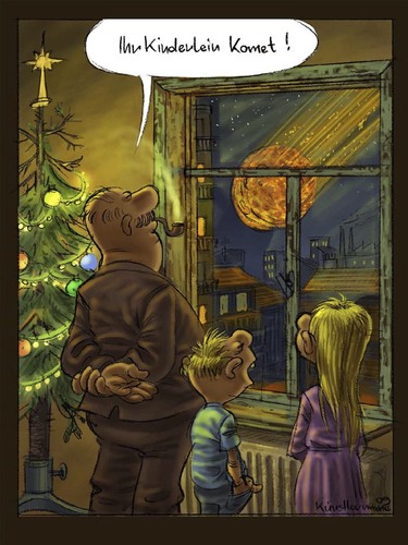 Cartoon: ihr kinderlein.. (medium) by künstlername tagged komet,chrismas,weinachten,weltuntergang