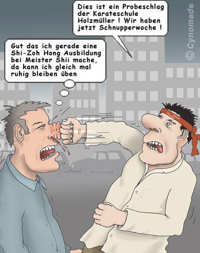 Cartoon: Sonderangebot (medium) by moonman tagged karate,sonderangebot,selbstkontrolle