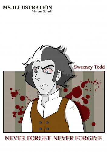 Cartoon: Sweeney Todd 2 (medium) by ms-illustration tagged sweeney,todd,barbier,messer,blut,horror