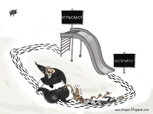 Democracy and Dictatorship By Nayer | Politics Cartoon | TOONPOOL