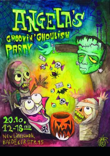 Cartoon: groovin ghoulish party poster (medium) by Christian Nörtemann tagged halloween
