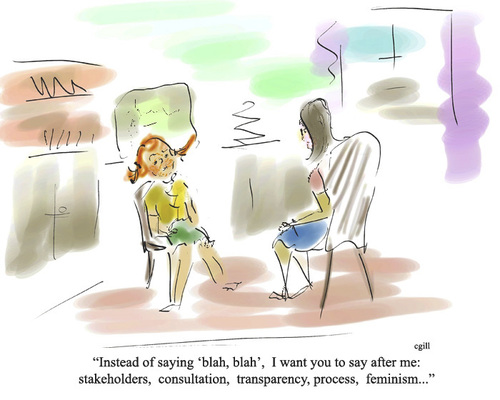 Cartoon: blah blah (medium) by cgill tagged children,values,modernism,culture,blah