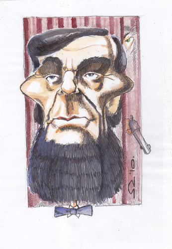 Cartoon: Abraham Lincoln (medium) by zed tagged abraham,lincoln,washington,new,york,usa,american,civil,war,slavery,theater,portrait,caricature,president,politician