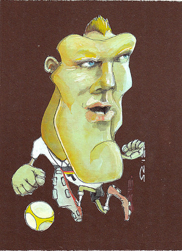 Cartoon: bastian schweinsteiger (medium) by zed tagged bastian,schweinsteiger,kolbermoor,germany,footballer,portrait,caricature,bayern,munich