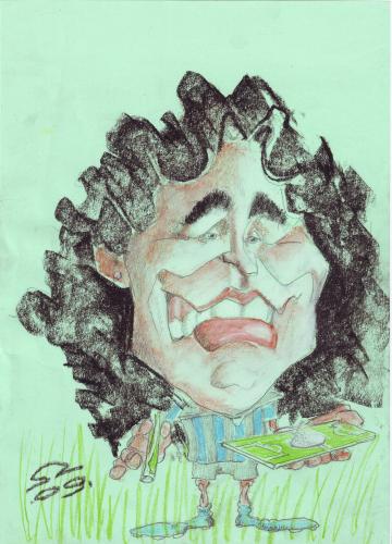 Cartoon: Diego Armando Maradona (medium) by zed tagged diego,armando,maradona,football,argentina,south,america,boca,juniors,cocaine,portrait,caricature,famous,people