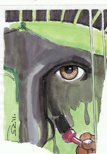 Cartoon: face lifting (medium) by zed tagged globalisation,politician,justice,world,usa,liberty,of,statue,lifting,face