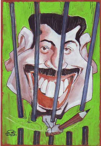 Cartoon: Free Hadi Heidari (medium) by zed tagged hadi,heidari,iran,ahmadyneyad,artist,portrait,caricature