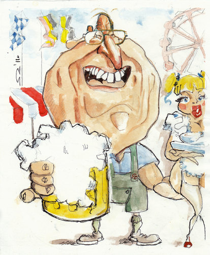 Cartoon: Helmut am oktoberfest (medium) by zed tagged helmut,kohl,oktoberfest,deutschland,bier,politician,munich,bavaria,celebrations,portrait,caricature