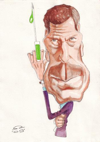 Cartoon: Hugh Laurie (medium) by zed tagged hugh,laurie,doctor,house,nature,hospital,flu,portrait,caricature,famous,people