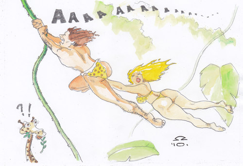 Cartoon: Love is in the air (medium) by zed tagged love,tarzan,jane,jungle,nature,spring,time