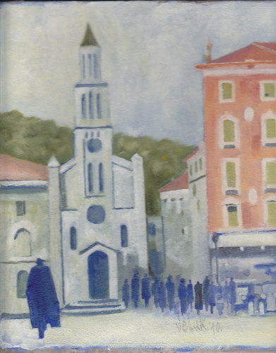 Cartoon: my town (medium) by zed tagged my,town,st,francis,catholic,church,split,croatia