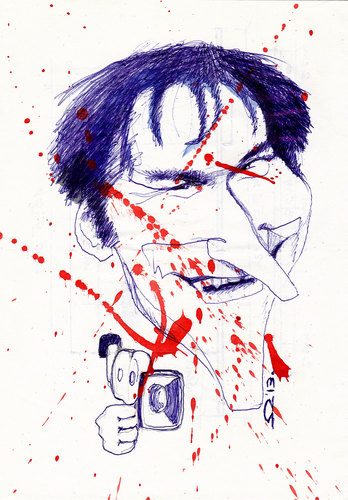 Cartoon: quentin tarantino (medium) by zed tagged quentin,tarantino,knoxville,usa,film,violence,producerdirector,screenwriter