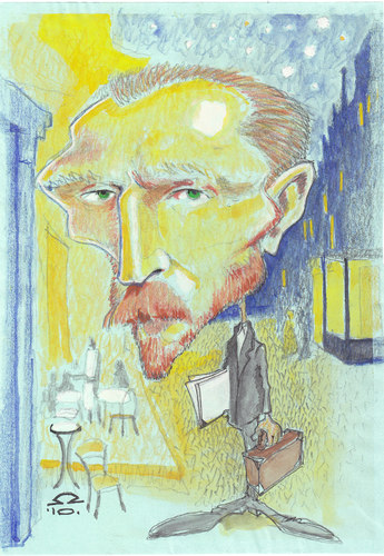 Cartoon: Vincent van Gogh (medium) by zed tagged vincent,van,gogh,zundert,netherlads,artist,post,impressionism,depresion,portrait,caricature