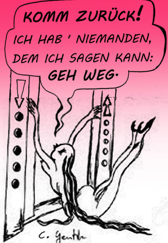 Cartoon: Kann die Liebe so absurd sein? (medium) by cris tagged trennung,frauen,beziehungen,einsamkeit,liebe,missverstaendnisse