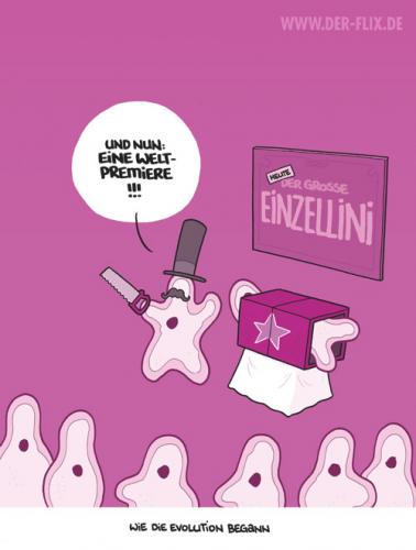 Cartoon: Wie die Evolution begann (medium) by Flix tagged einzeller,evolution,zauberer