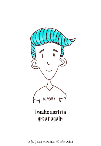 Cartoon: austria great again (medium) by schmidibus tagged austria,great,again,nationalratswahl,2017,österreich,kurz,sebastian,övp,größenwahn,türkis,populismis,kurzmalnachrechts