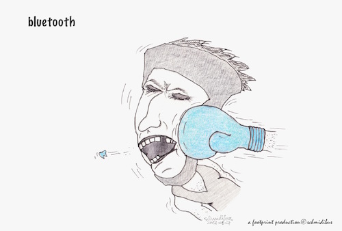 Cartoon: bluetooth (medium) by schmidibus tagged bluetooth,boxer,zahn,blau