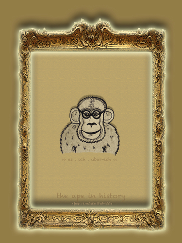 Cartoon: the ape in history-no.11-freud (medium) by schmidibus tagged suizid,überich,es,ich,lustprinzip,hypnose,traumdeutung,trieb,sexualität,ödipus,psychoanalyse,freud,sigmund