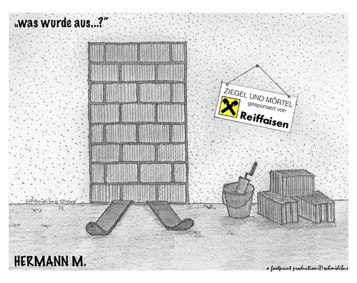 Cartoon: was wurde aus hermann m.? (medium) by schmidibus tagged nagano,herminator,rennläufer,hermann,maier,nationalheld,maurer,sponsor,bank,werbung